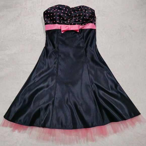 Jessica McClintock ✦ Strapless Bow Dress ✦ Polka Dot Sweetheart Tulle Cocktail S - Picture 8 of 17